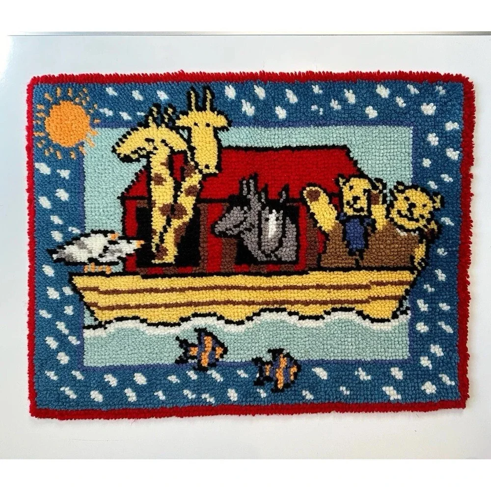 Shillcraft Latch Hook‎ Rug Completed Finished Noah's Ark Bible Kids Rug 36